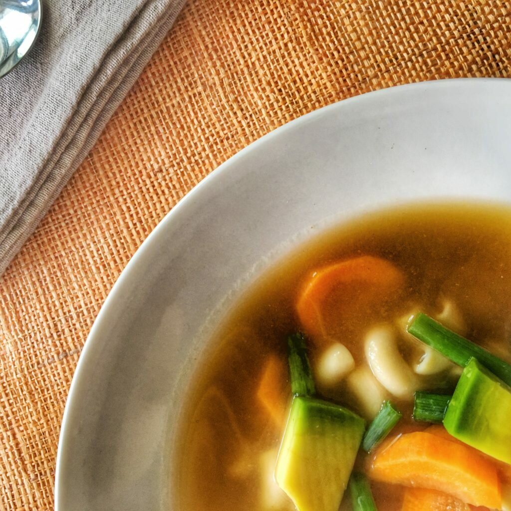 comforting veggie noodle soup -follow our passion