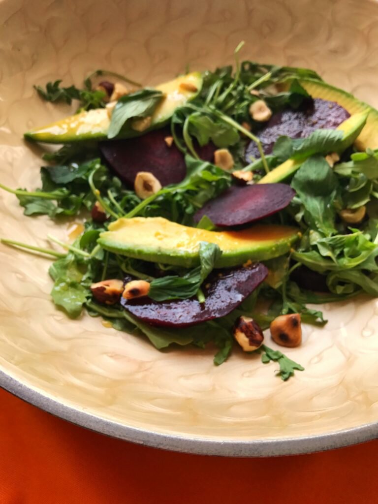 Roasted Beet Arugula Avocado Salad-Follow Our Passion