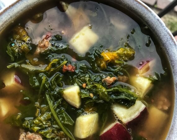 One Pot Spicy Sausage and Kale Soup (Paleo)