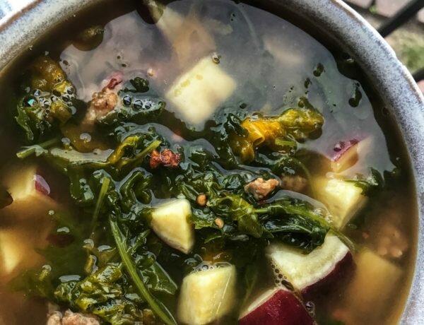 One Pot Spicy Sausage and Kale Soup (Paleo)