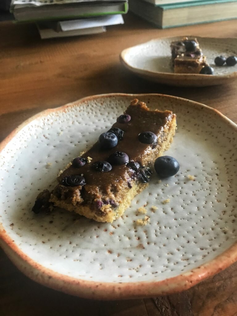 Paleo Salted Caramel and Blueberry Tart (grain free +refined sugar free)