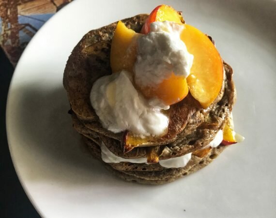 Caramelized Peach Pancakes (Vegan + Gluten Free)