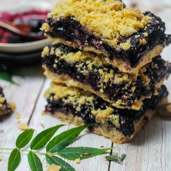 Mood Boosting Blueberry Chia Jam Crumb Bars (Paleo)